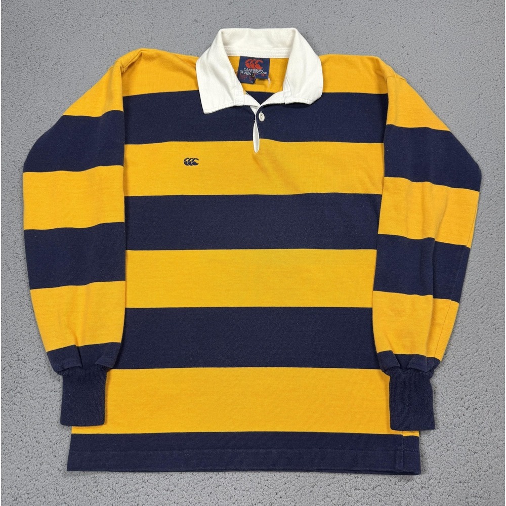 Canterbury Of New Zealand Rugby Jersey Shirt Mens M/L Yellow Striped Long Sleeve
